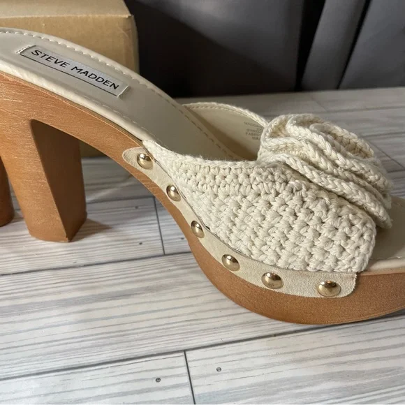 Steve Madden Cream Crochet Woven Platform Sandals size 9 - Picture 7 of 8